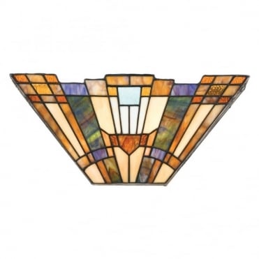 2 Light Wall Uplighter with Tiffany Glass