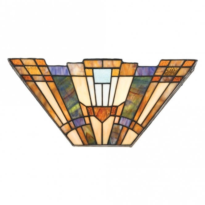 INGLENOOK - 2 Light Wall Uplighter with Tiffany Glass