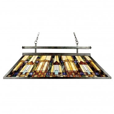 INGLENOOK - 3 Light Island Chandelier with Tiffany Glass