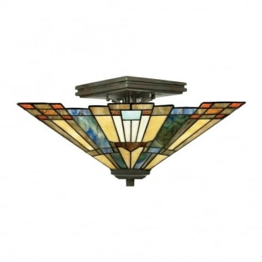 Semi-Flush with Tiffany Glass