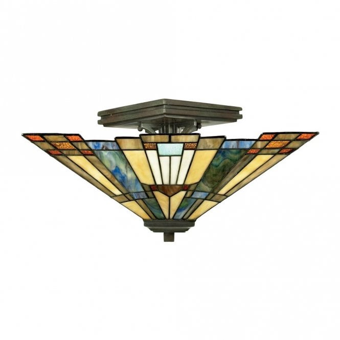 INGLENOOK - Semi-Flush with Tiffany Glass