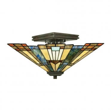 INGLENOOK - Semi-Flush with Tiffany Glass