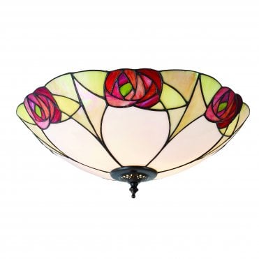 Tiffany Art Nouveau Flush Light For Low Ceilings