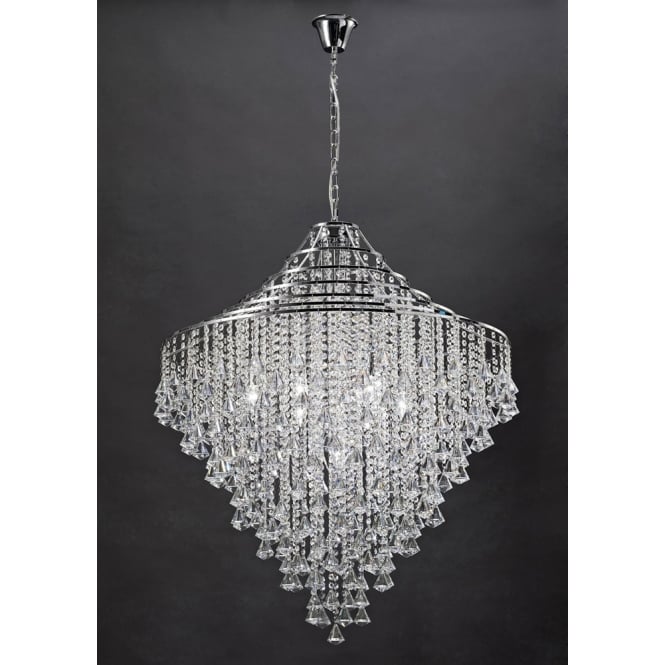 ININA Large Modern Chandelier in Crystal and Polished Chrome