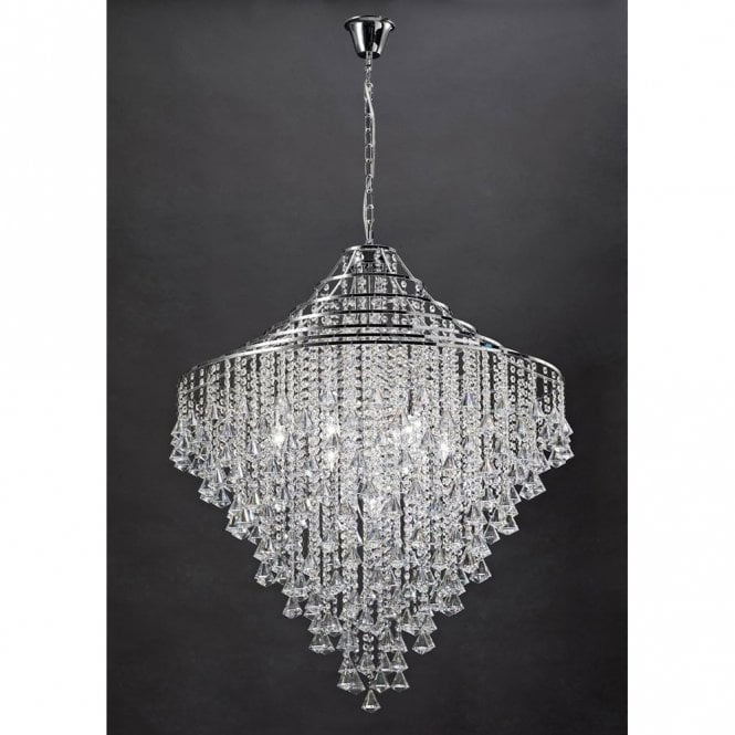 ININA Large Modern Chandelier in Crystal and Polished Chrome