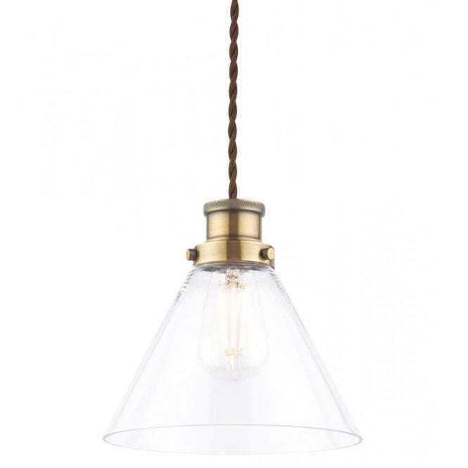 Isaac Easy Fit Pendant Antique Brass and Glass