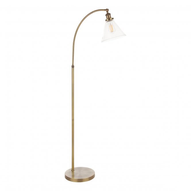 Isaac Floor Lamp - Antique Brass with Clear Glass Shade