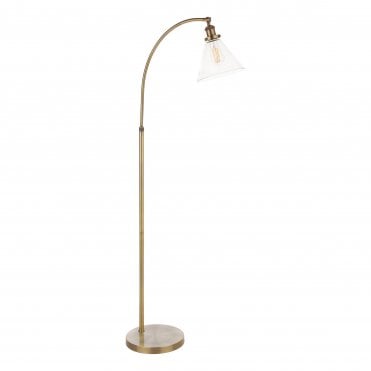 antique brass floor lamp with clear glass shade