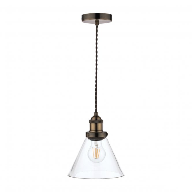 ISAAC Pendant Glass and Antique Brass