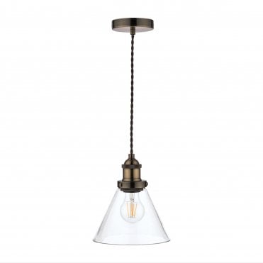 ISAAC Pendant Glass and Antique Brass