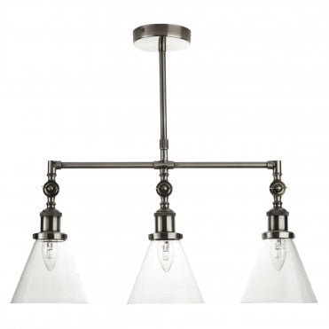 ISAAC Pendant Industrial Nickel with Glass Shades