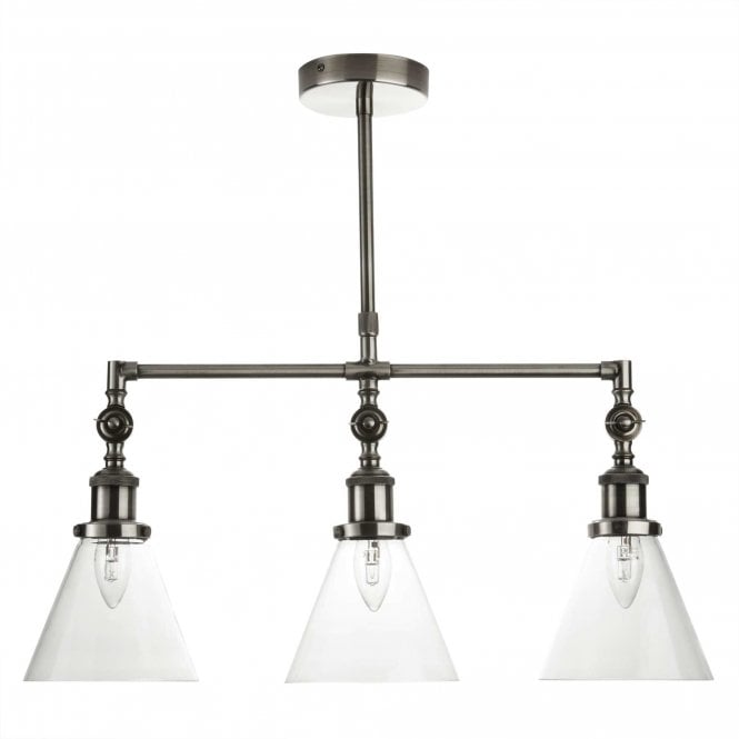 ISAAC Pendant Industrial Nickel with Glass Shades