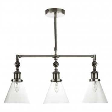 ISAAC Pendant Industrial Nickel with Glass Shades