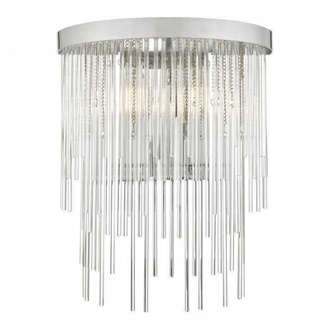 ISLA 2 Light Wall Light Polished Chrome with Clear Glass Rods