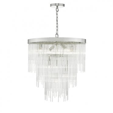 Chrome Glass Rods Ceiling Pendant