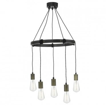 IVAN - 5 Light Ceiling Pendant Cluster Rustic Industrial