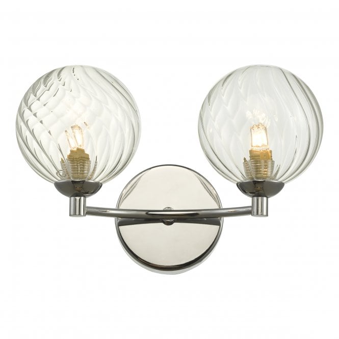 IZZY 2 Light Wall Light Chrome Twisted Glass