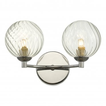 IZZY 2 Light Wall Light Chrome Twisted Glass