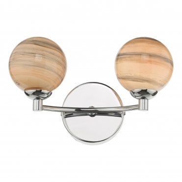 IZZY 2 Light Wall Light Polished Chrome Swirl Glass