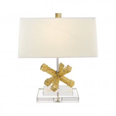 Square Sculptural Table Lamp Distressed Gold
