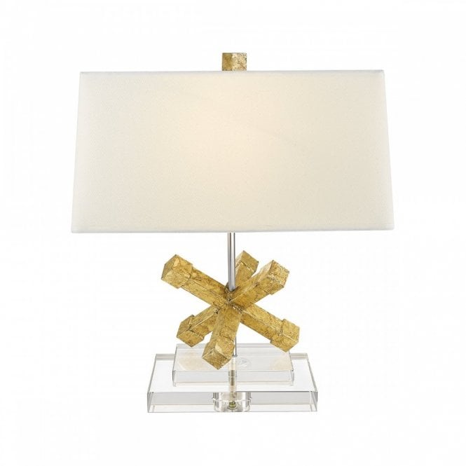 JACKSON Square Sculptural Table Lamp Distressed Gold