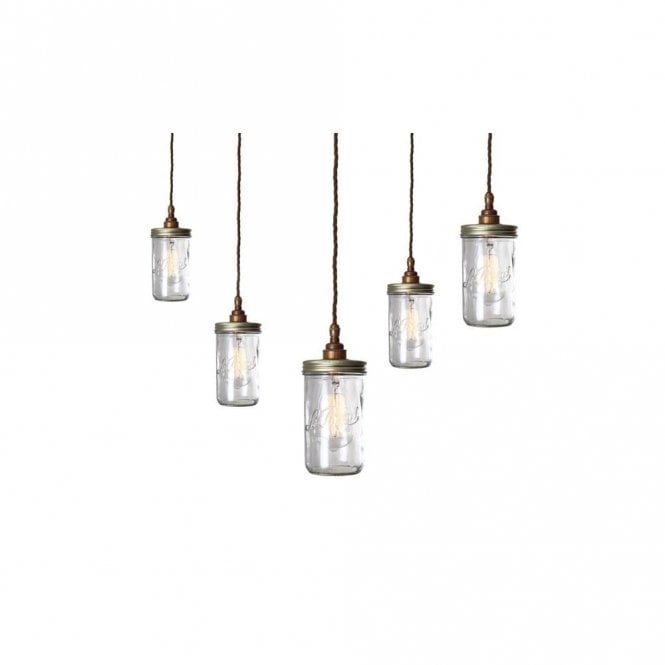 JAM - Jar Cluster Ceiling Pendant In Antique Brass