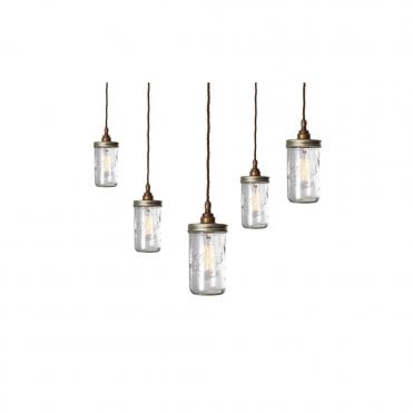 JAM - Jar Cluster Ceiling Pendant In Antique Brass