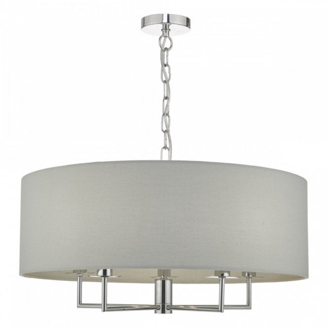 JAMELIA 5 Light Ceiling Pendant Polished Chrome & Grey