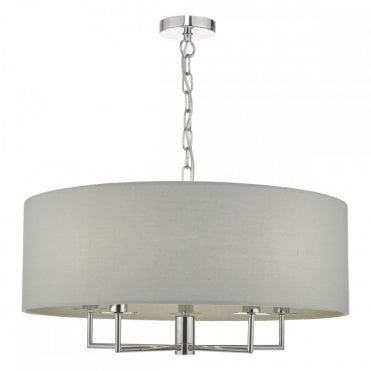 JAMELIA 5 Light Ceiling Pendant Polished Chrome & Grey