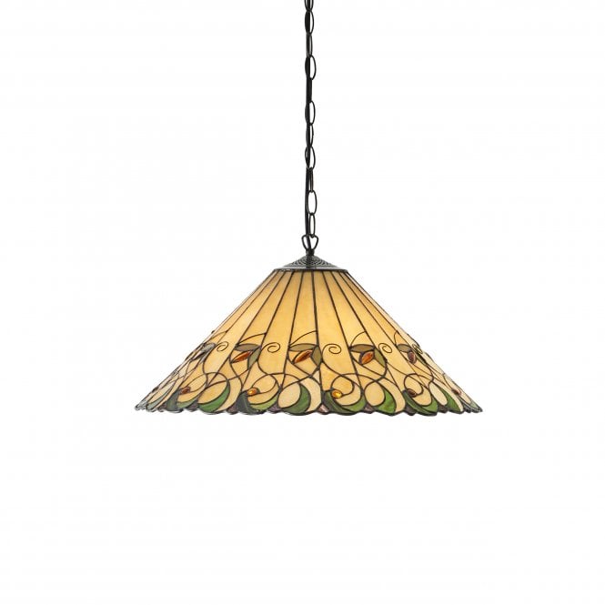 JAMELIA - Tiffany 3 Light Ceiling Pendant In Art Nouveau Styling (Large)