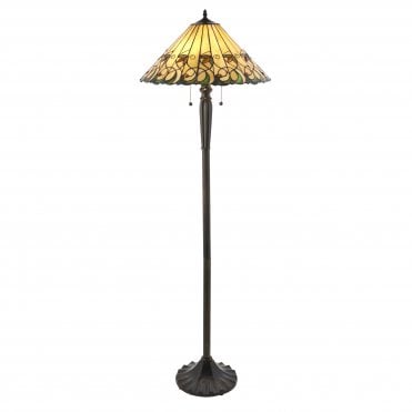 Tiffany Glass Standard Lamp In Art Nouveau Style