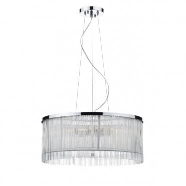 JAPAN - White Chrome and Clear Glass Ceiling Pendant (3 Light)