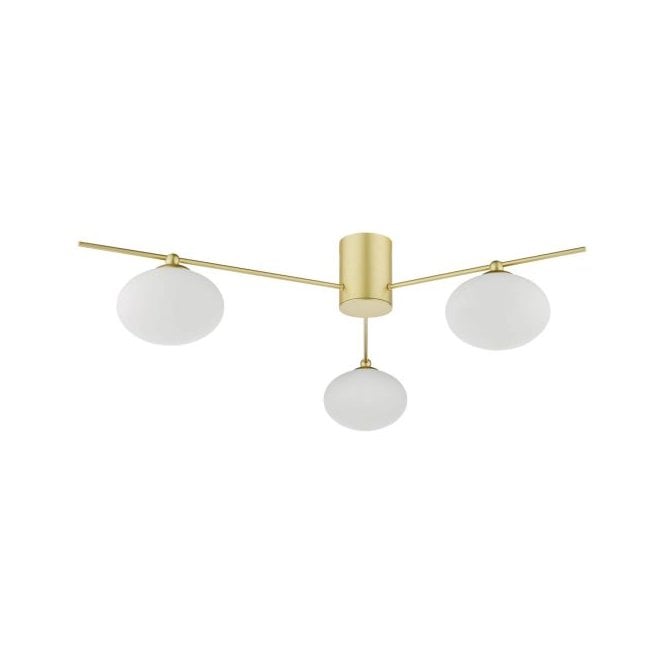 JASPER 3 Light Semi-Flush | Satin Gold and Opal Glass