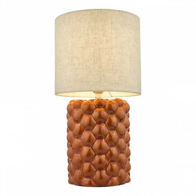 Jayden Orange Glaze Bobble Table Lamp With Linen Shade