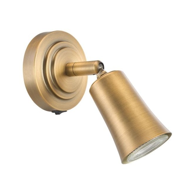Jedrek Single Spotlight Wall Light - Aged Brass