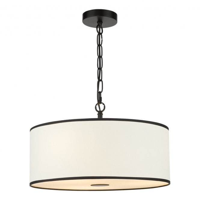 Jemima 3 Light Black Pendant with White and Black Shade