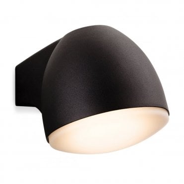 JENSON LED Outdoor Wall Light, Black with Frosted Glass