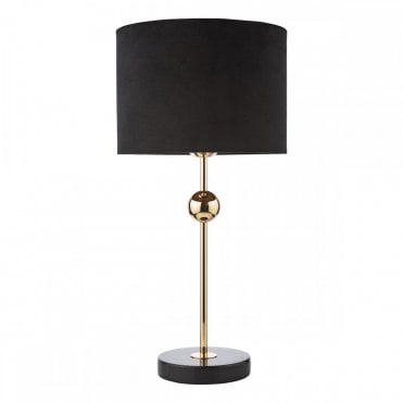 Jillian marble and gold table lamp with black velvet shade – luxury designer lamp