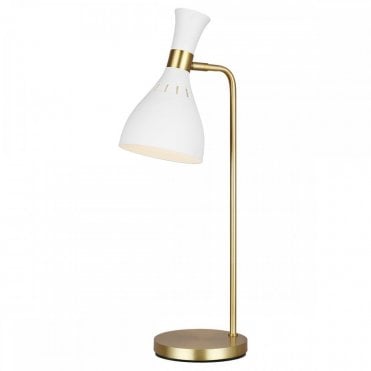 JOAN Table Lamp Matte White, Juxtaposing Curves meeting Geometric lines