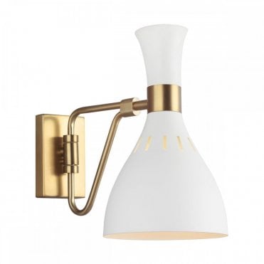 JOAN Wall Light Matte White, Juxtaposing Curves meeting Geometric lines