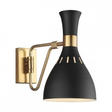 JOAN Wall Light Midnight Black, Juxtaposing Curves meeting Geometric lines