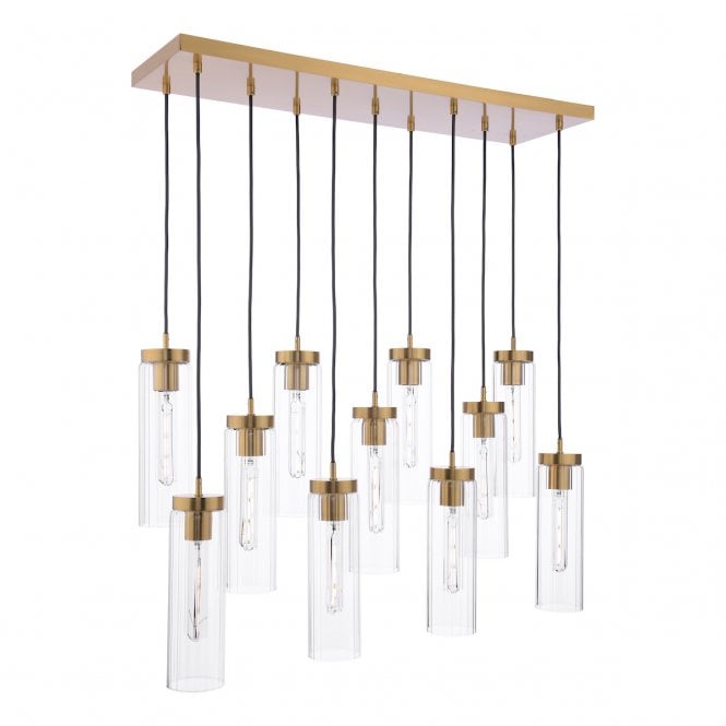 JODELLE 11 Light Bar Ceiling Pendant | Polished Bronze and Glass
