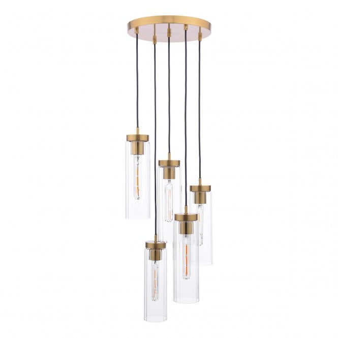 JODELLE 5 Light Cluster Ceiling Pendant | Polished Bronze and Glass