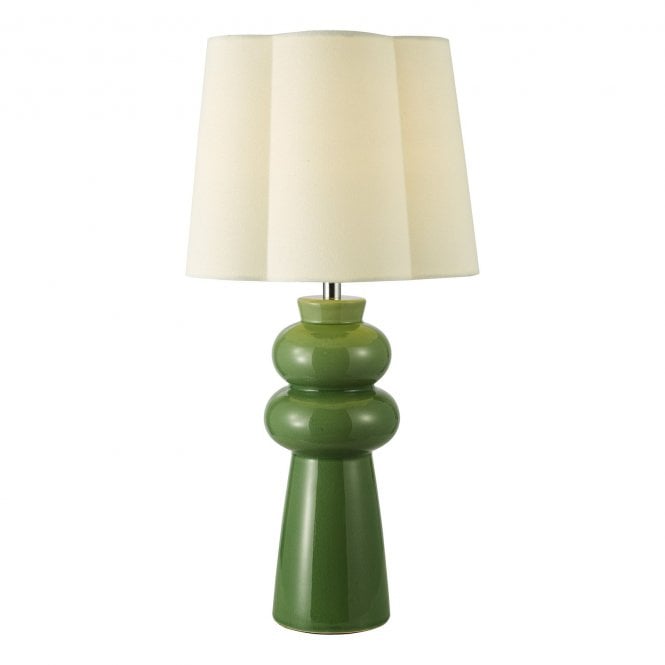 Jordana Table Lamp Green and Polished Chrome with Shade