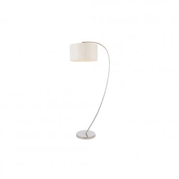 JOSEPHINE Arc Floor Lamp Nickel with Oversized White Vintage Faux Silk Shade