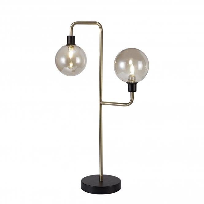 JUXTA Table Lamp Matt Black/Antique Brass/Cognac Glass