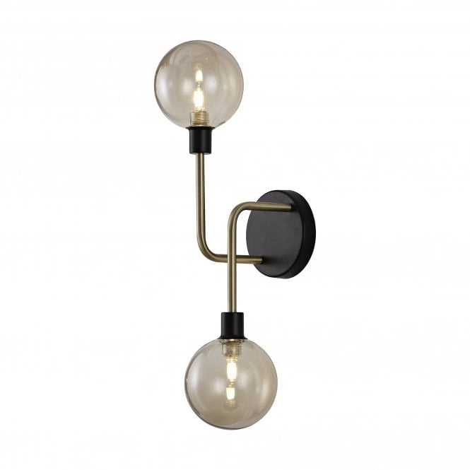 JUXTA Wall Light Matt Black/Antique Brass/Cognac Glass
