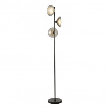 black and smoked glass modern floor lamp