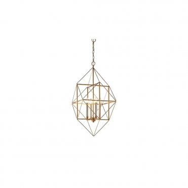 KALEIDOSCOPE Large Gold Leaf Angular Framed Multi Pendant