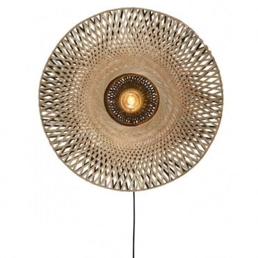 medium disc shaped bamboo wall lamp